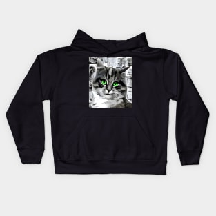 Cat Black and White Spray Paint Wall Kids Hoodie